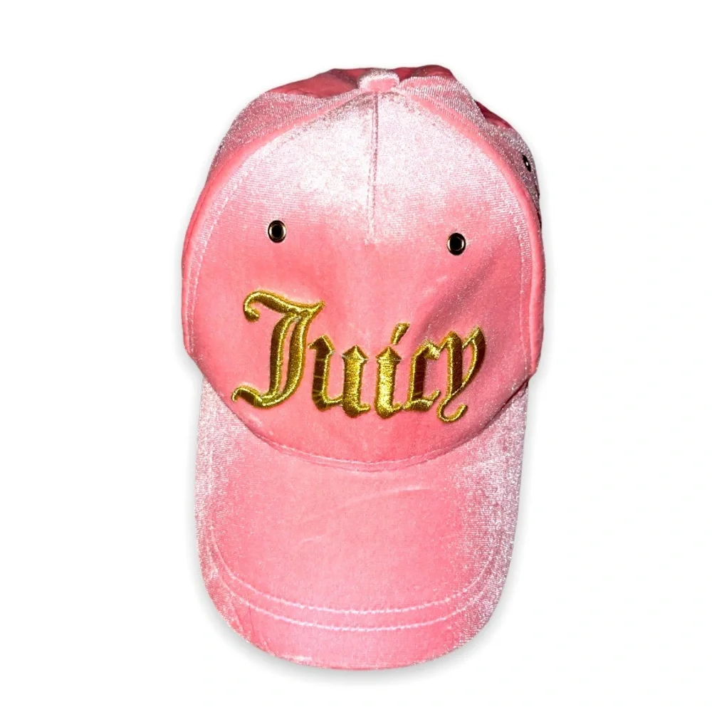 Juicy Couture Vintage Pink Velvet Embroidered Gold Logo 